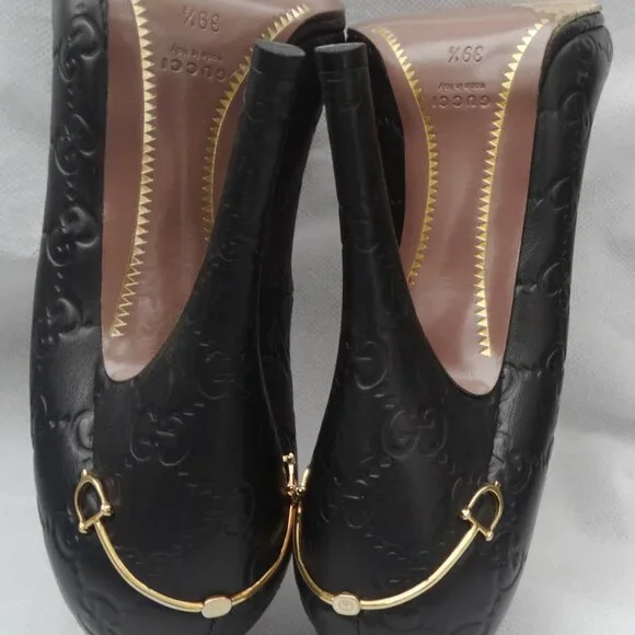 GUCCI GG Logo Guccisima Monogram Pumps Peep Toe 39.5/9 US, Horsebit heel ITALY - Picture 6 of 12